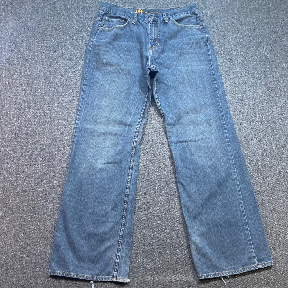 Bullhead Looseboot Jeans Sz 33 Mens Blue Skater Grunge Distressed Denim Pants